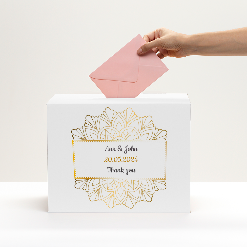 Personalisierte Box für Hochzeitsbriefumschläge!
