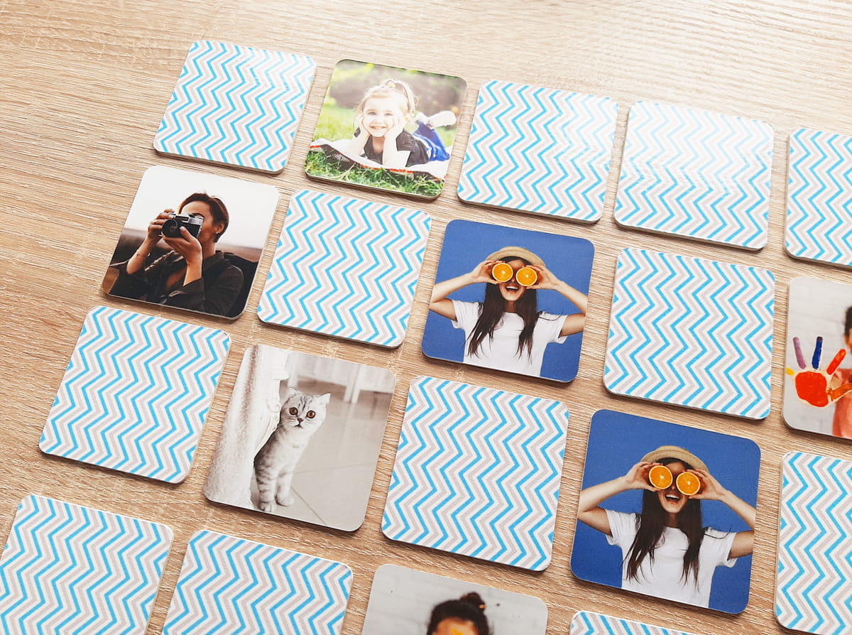 Memory game from your own photos 25 pairs – createagift.eu